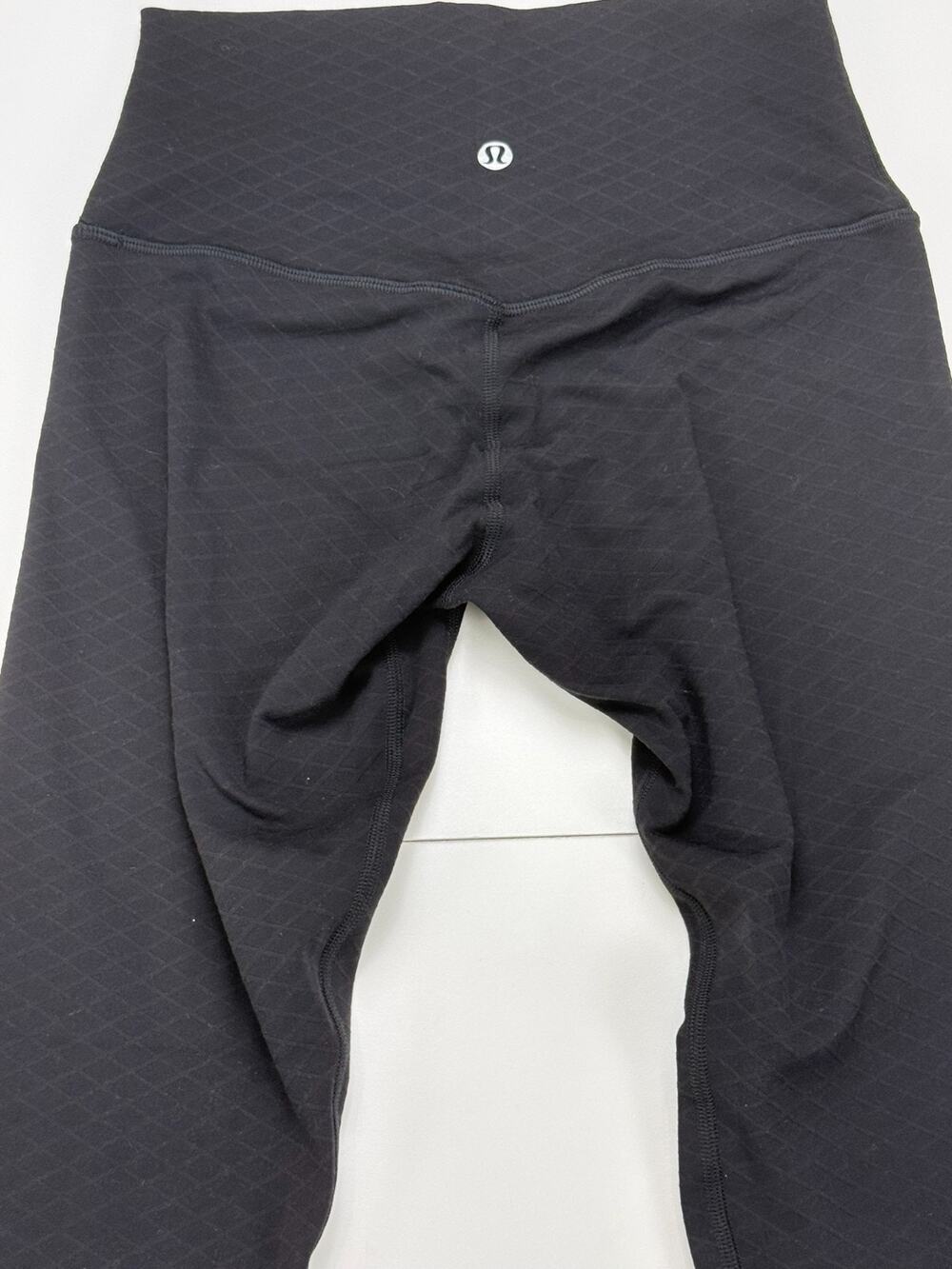 Lululemon Womens 4 Black Textured High Rise Leggings 25" Yoga Pants W5CDKS